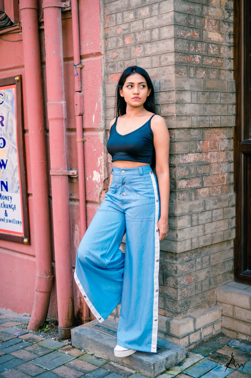 Celeste High Waist Button Side Wide Leg Pant