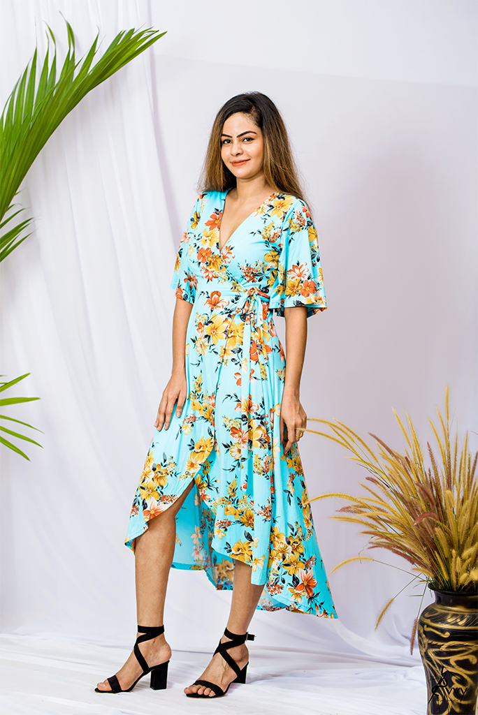 Wraparound Floral Maxi Dress