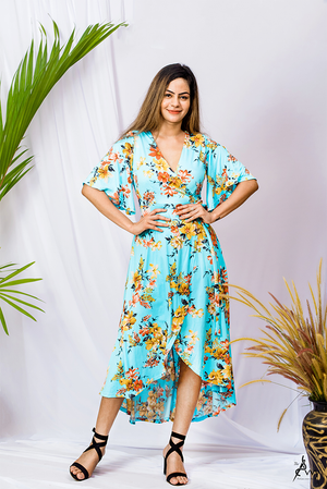 Wraparound Floral Maxi Dress