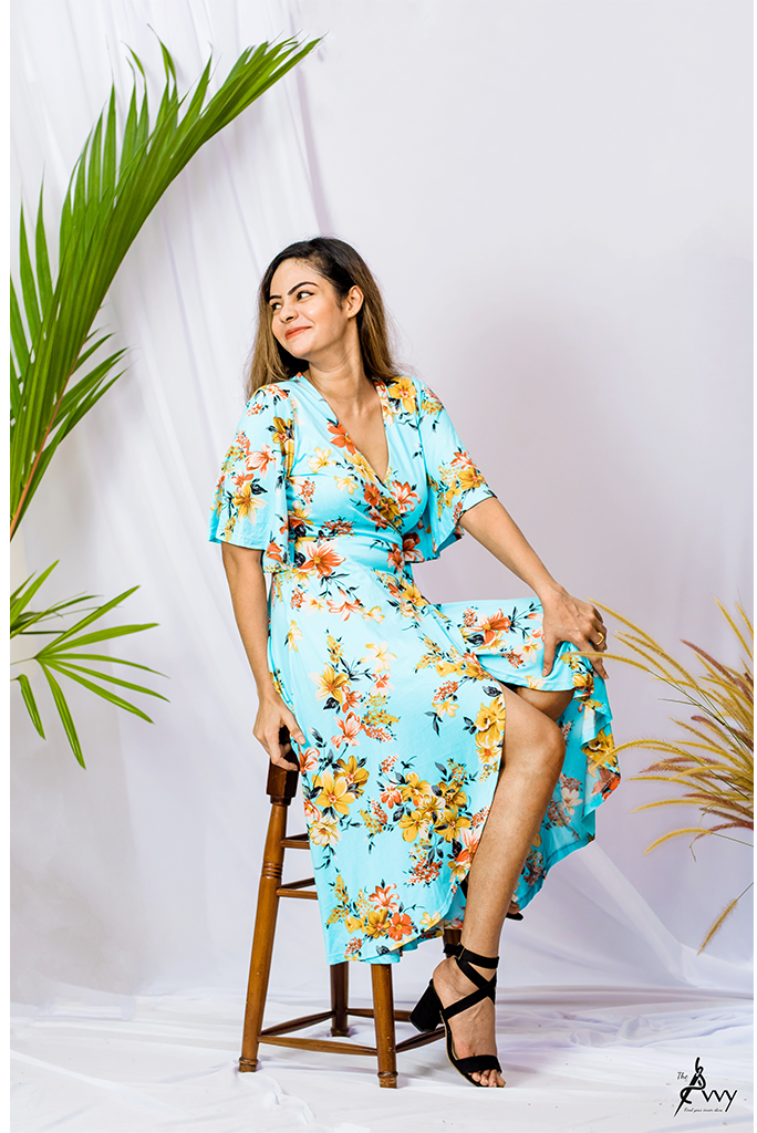 Wraparound Floral Maxi Dress