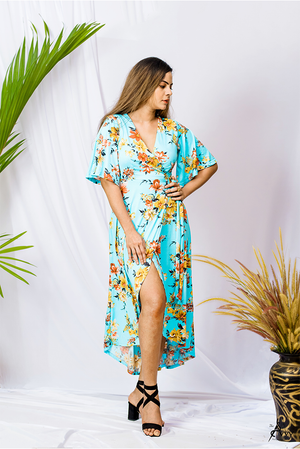 Wraparound Floral Maxi Dress